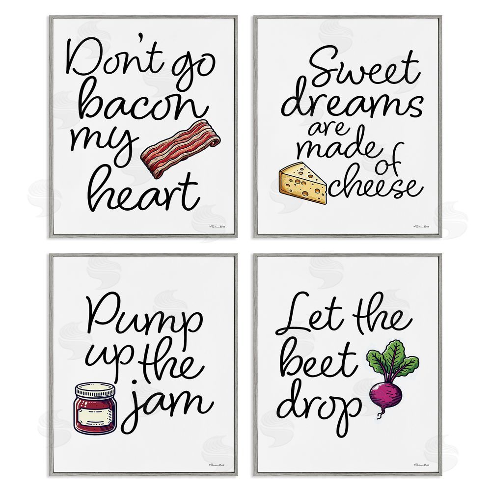 Susan Ball Fun Music Lyric Puns Gray Framed Giclee Wall Art Print