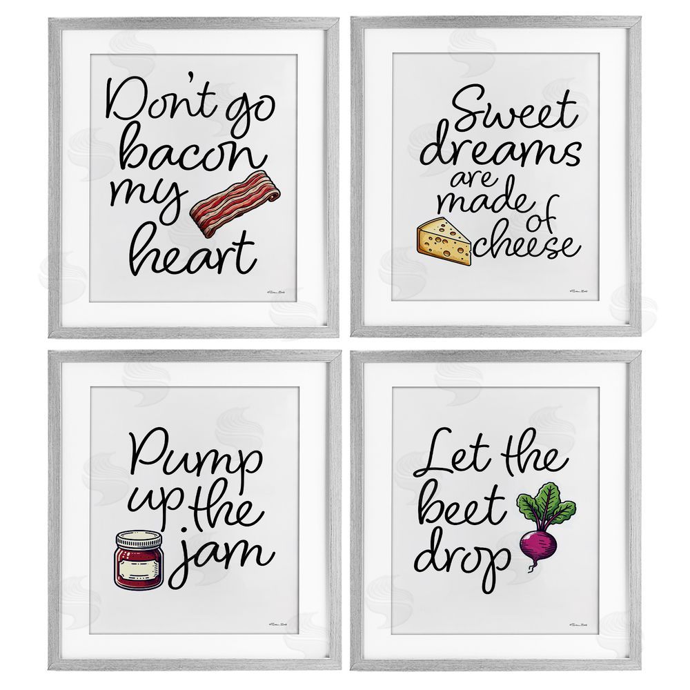 Susan Ball Fun Music Lyric Puns Gray Framed Print Under Glass with White Mat Wall Art