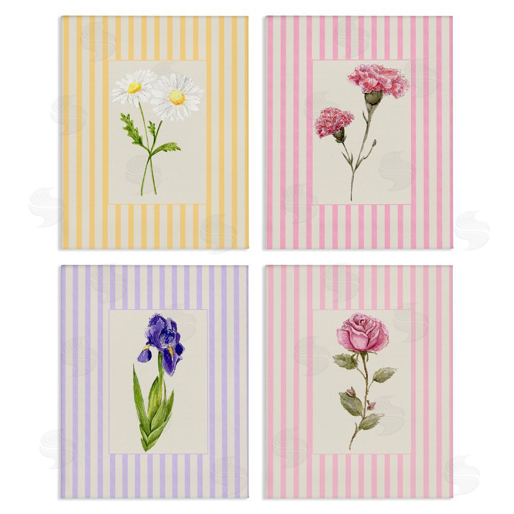 Lisa Wehmeyer Cottage Stripe Sprigs Stretched Canvas Wall Art Print