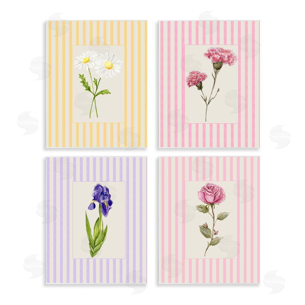 Lisa Wehmeyer Cottage Stripe Sprigs Wooden Wall Plaque Art Print