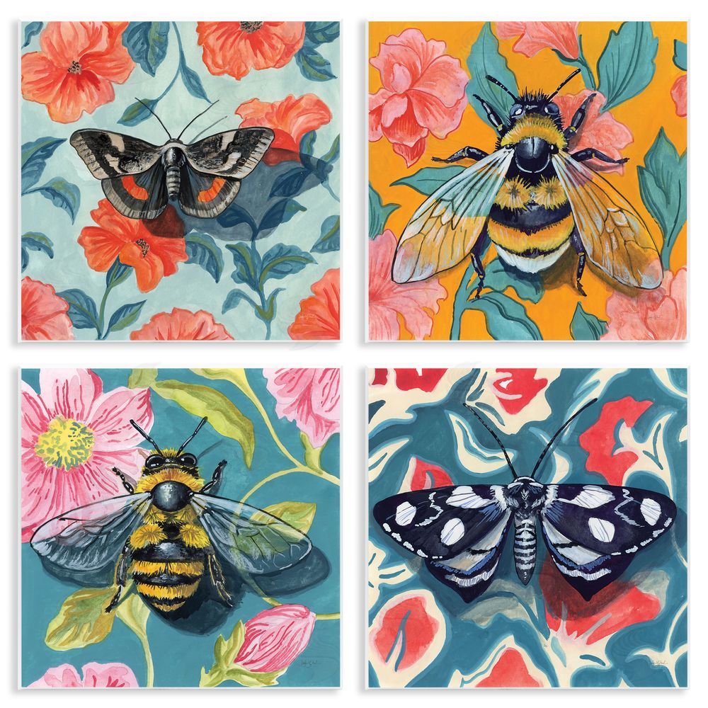 Kate Jarvik Birch Insects on Flower Patterns Wall Plaque Art Print