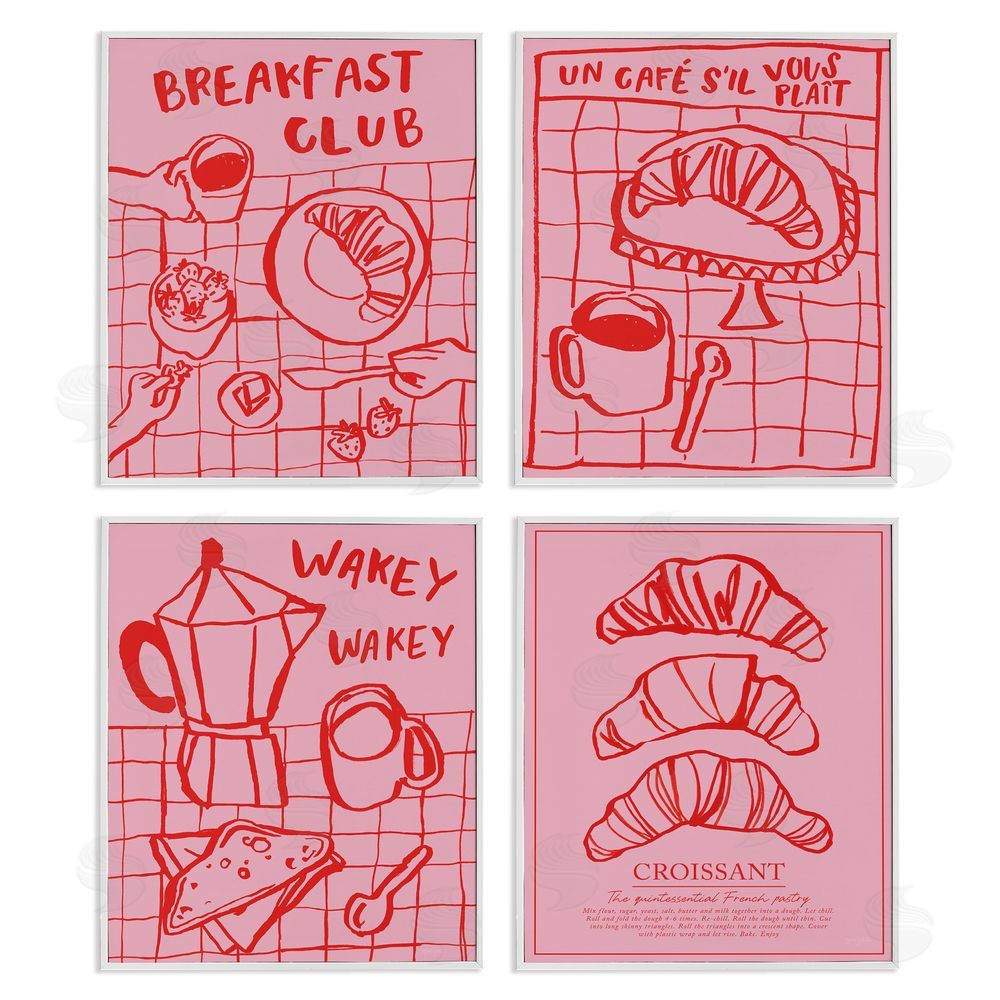 Jenaya Jackson Pink & Red Breakfast Doodles White Framed Giclee Wall Art Print