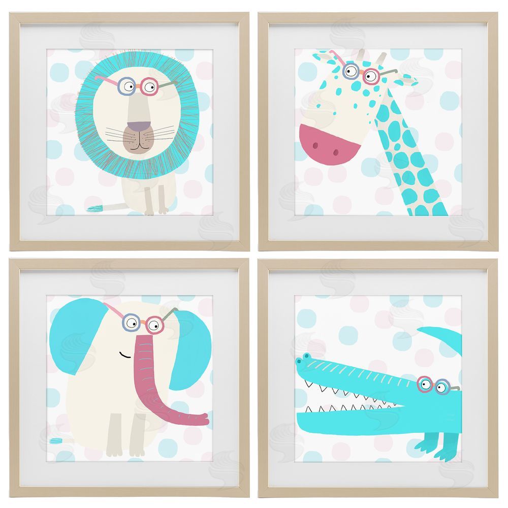 Carla Daly Electric Blue Wild Animals Brown Framed Print Under Glass with Mat Wall Art