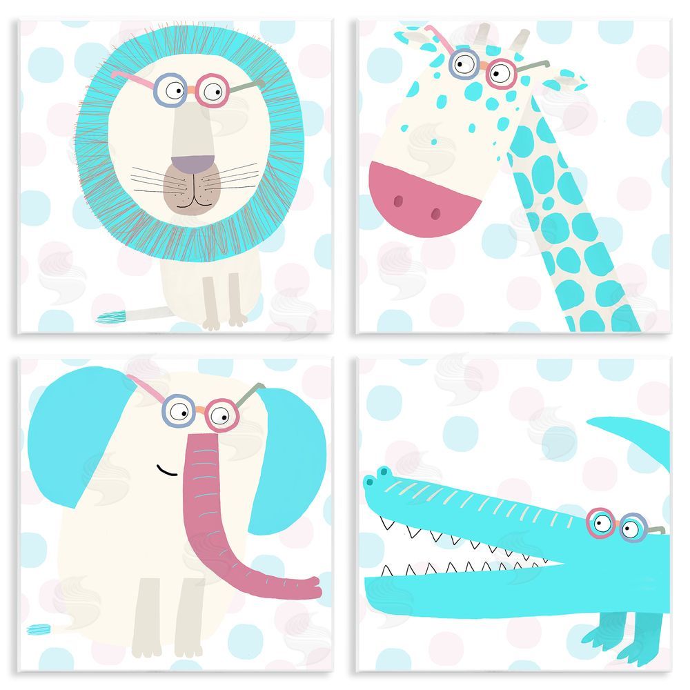 Carla Daly Electric Blue Wild Animals Wooden Wall Plaque Art Print