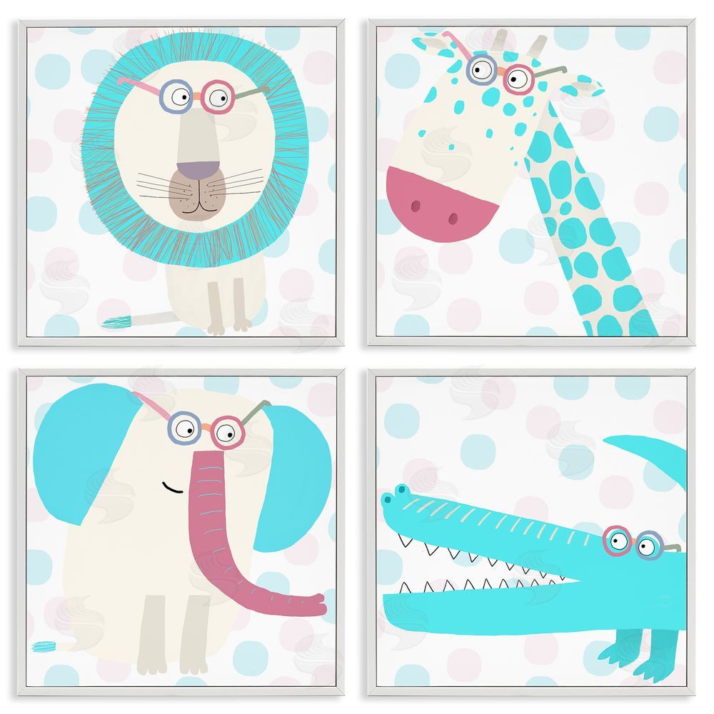 Carla Daly Electric Blue Wild Animals White Framed Giclee Wall Art Print