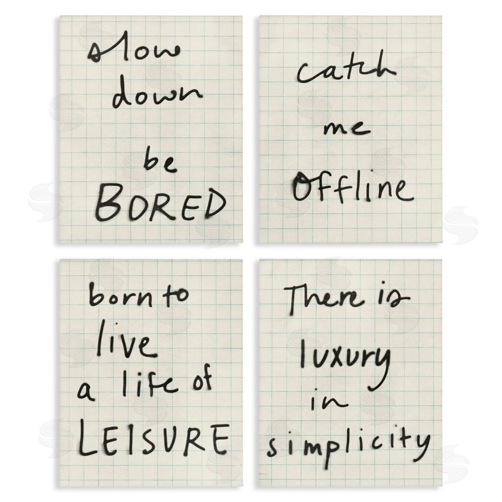 Victoria Barnes Bored Scrawl Sayings Stretched Canvas Wall Art Print