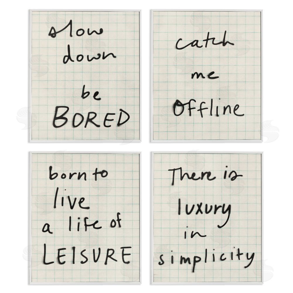 Victoria Barnes Bored Scrawl Sayings White Framed Giclee Wall Art Print