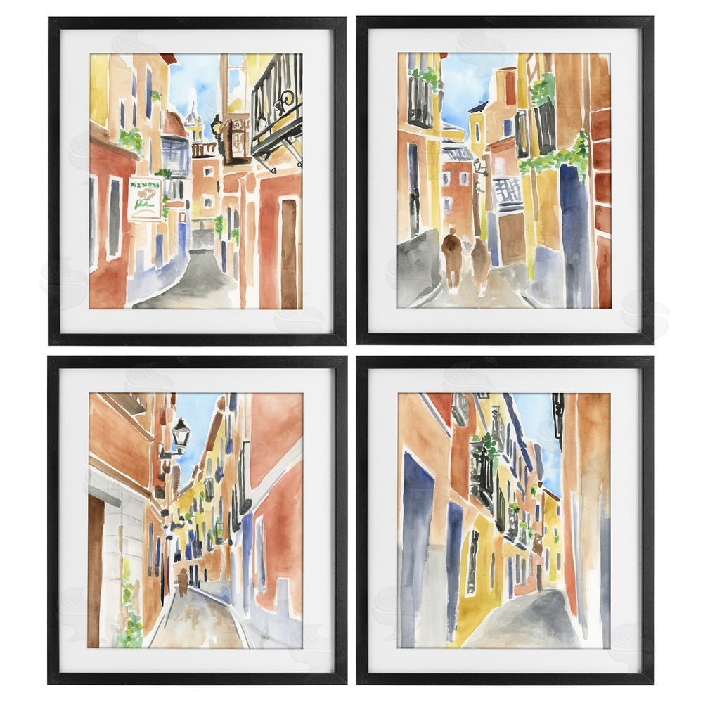 June Erica Vess Madrid Buildings & Architecture Black Framed Print Under Glass with Mat Wall Art