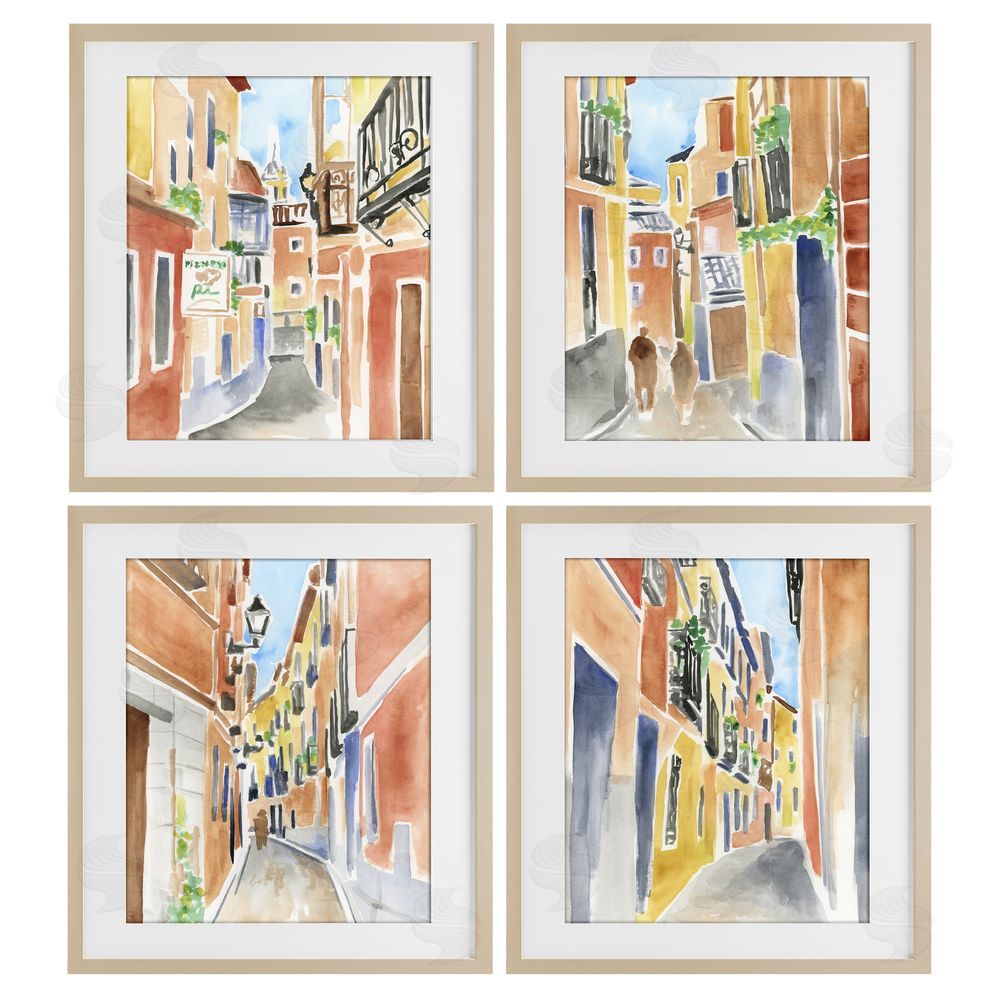 June Erica Vess Madrid Buildings & Architecture Brown Framed Print Under Glass with Mat Wall Art