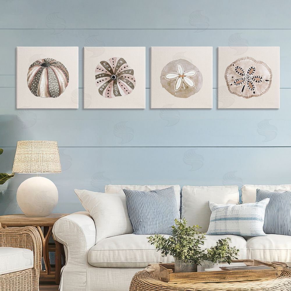 Sundance Graphics Taupe & Beige Sea Creatures Canvas Wall Art Print in Room
