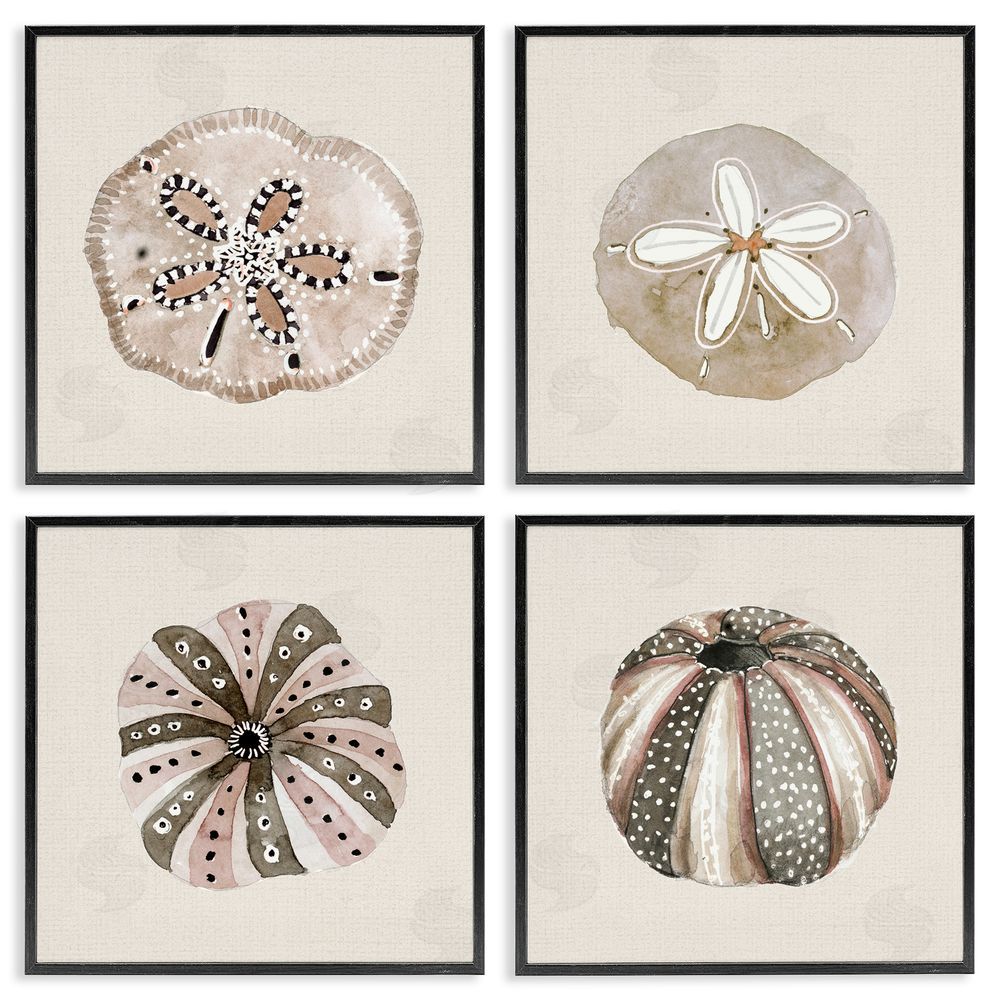 Sundance Graphics Taupe & Beige Sea Creatures Black Framed Giclee Wall Art Print
