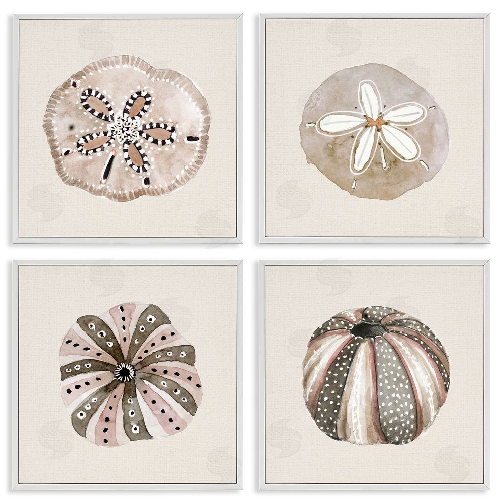 Sundance Graphics Taupe & Beige Sea Creatures White Framed Giclee Wall Art Print