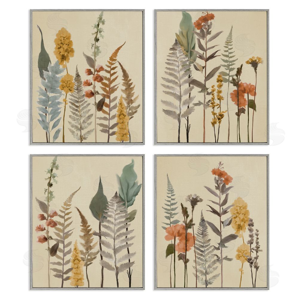 Elizabeth Medley Wispy Earthy Botanicals Gray Framed Giclee Wall Art Print