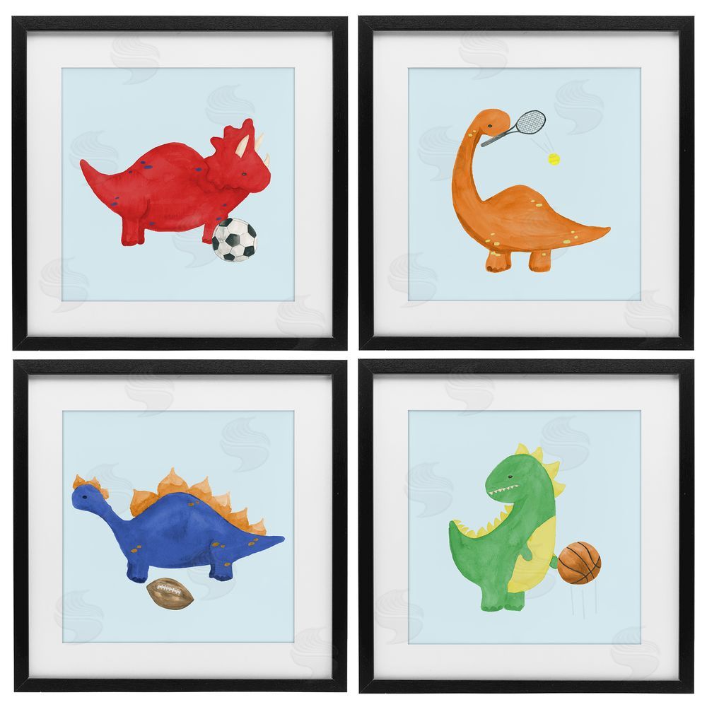 Sundance Graphics Cute Animals Playing Sports Black Framed Print Under Glass Wall Art