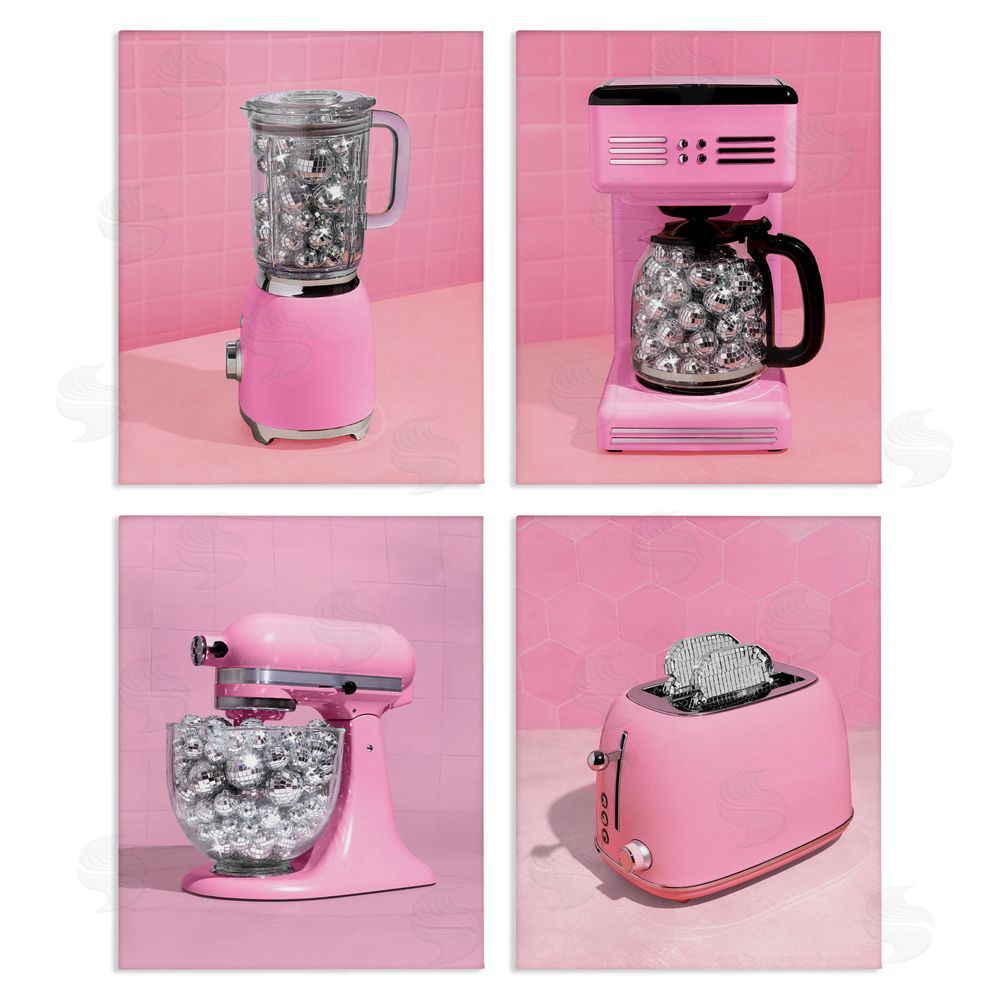 LISH Creative Disco Drink Blender over Pink Stretched Canvas Wall Art