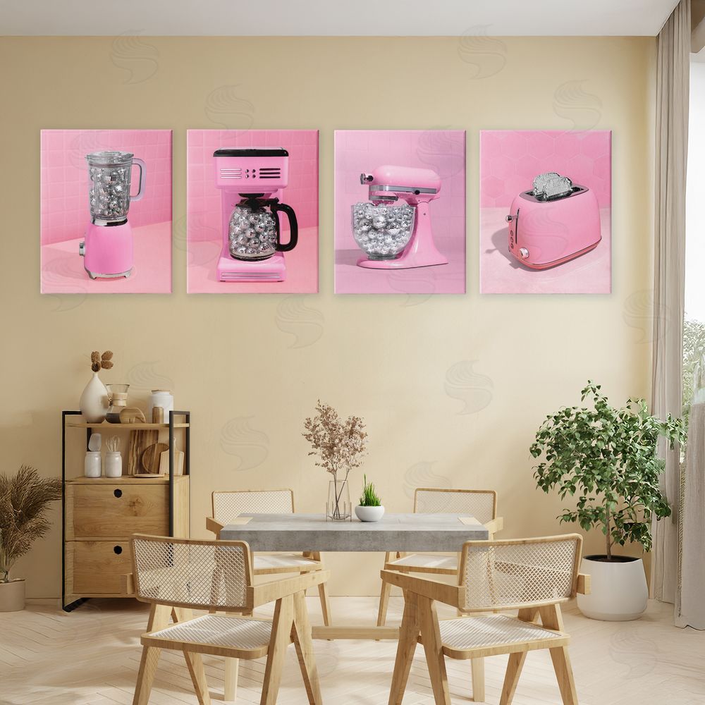 LISH Creative Disco Drink Blender over Pink Stretched Canvas Wall Art in Room