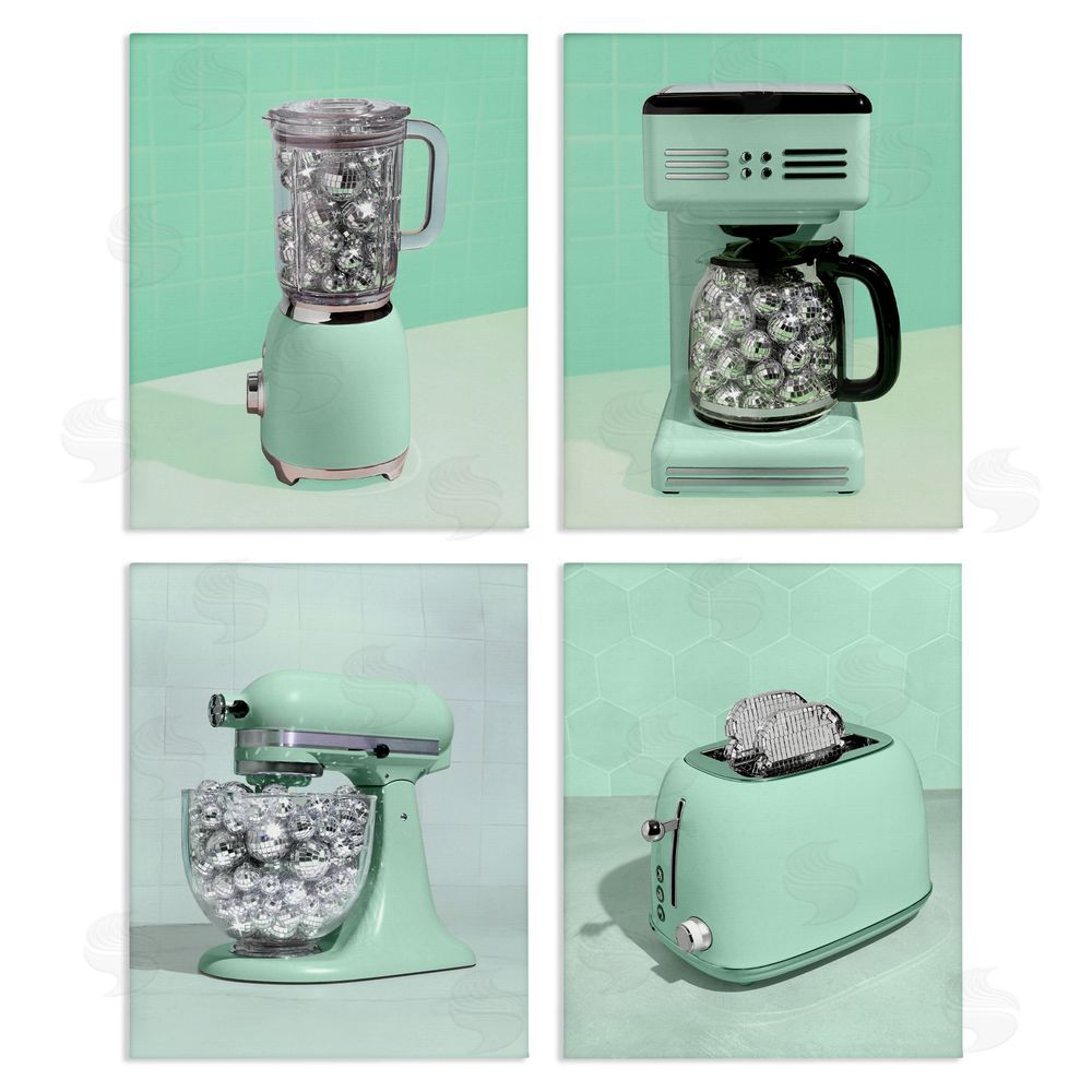 LISH Creative Disco Drink Blender over Green Stretched Canvas Wall Art