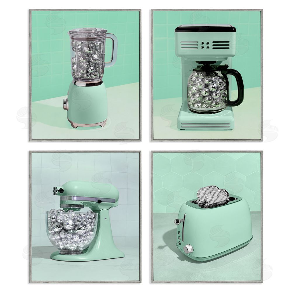 LISH Creative Disco Drink Blender over Green Gray Framed Giclee Wall Art Print