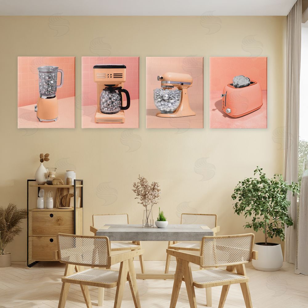LISH Creative Disco Drink Blender over Orange Stretched Canvas Wall Art in Room
