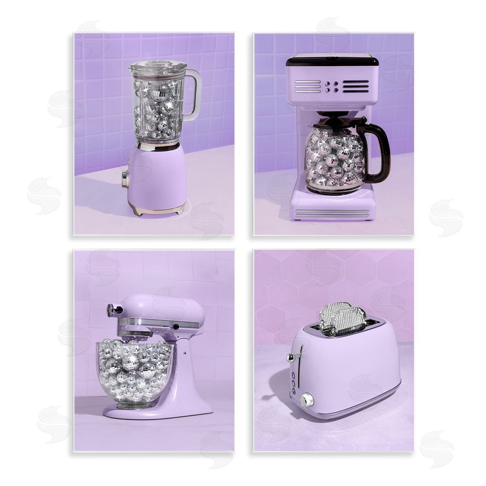LISH Creative Disco Kitchen Utensils in Purple Wall Plaque with Fixed Lithograph Print