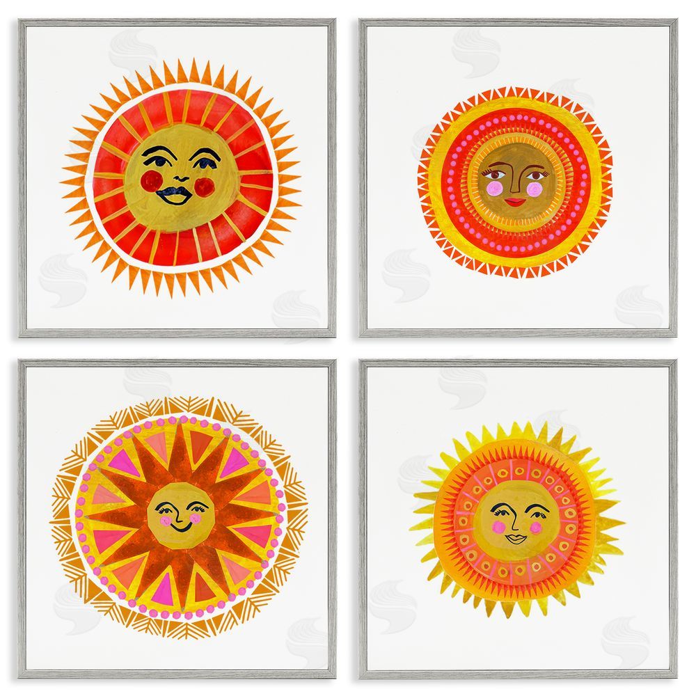 Katherine Herrell Studio Warm Happy Suns Gray Framed Giclee Wall Art Print