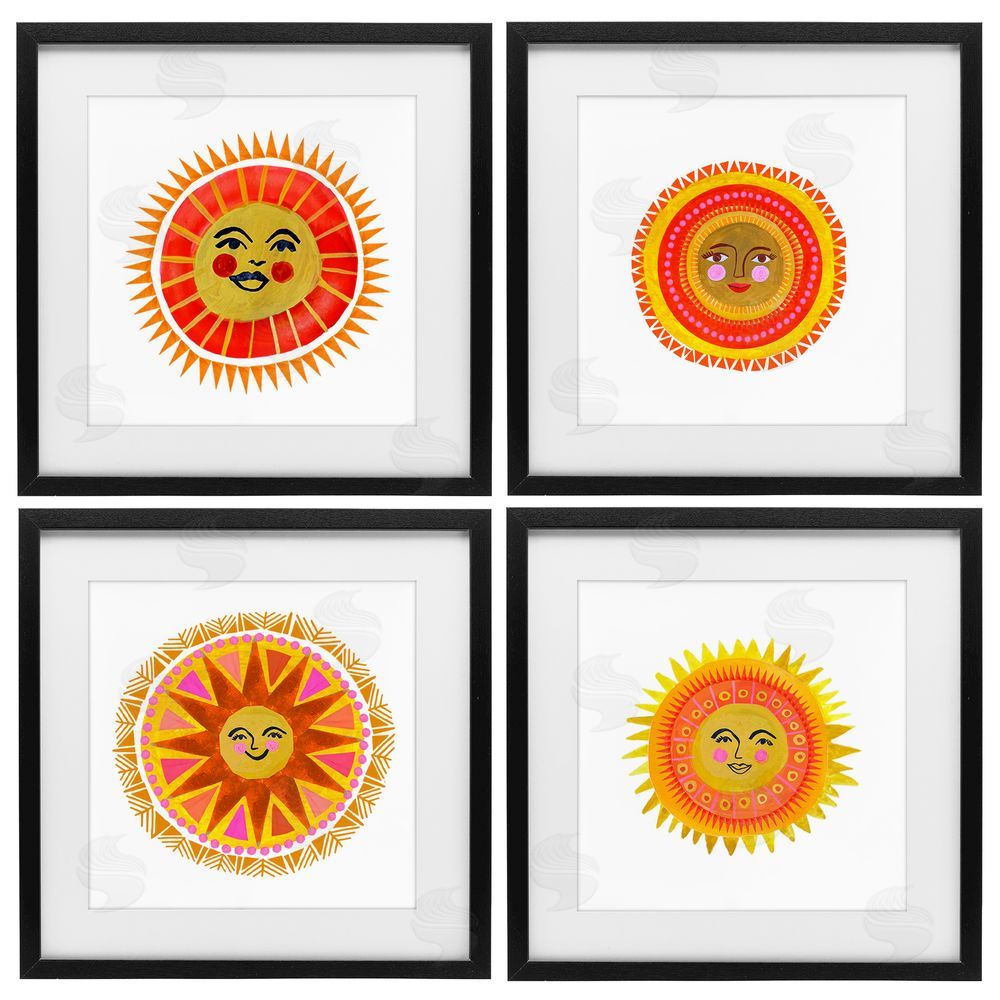 Katherine Herrell Studio Warm Happy Suns Black Framed Print Under Glass with White Mat Wall Art