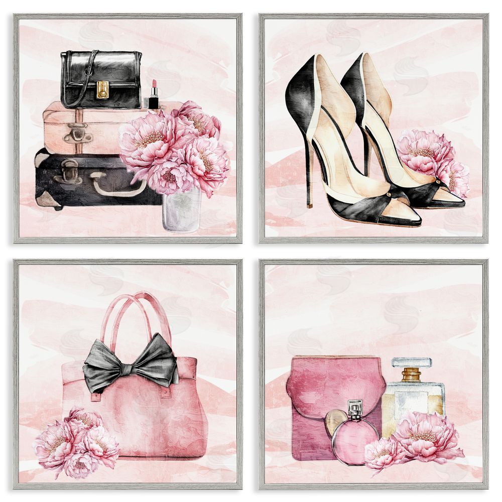 Kim Allen Glam Time Fashion Items Gray Framed Giclee Wall Art Print