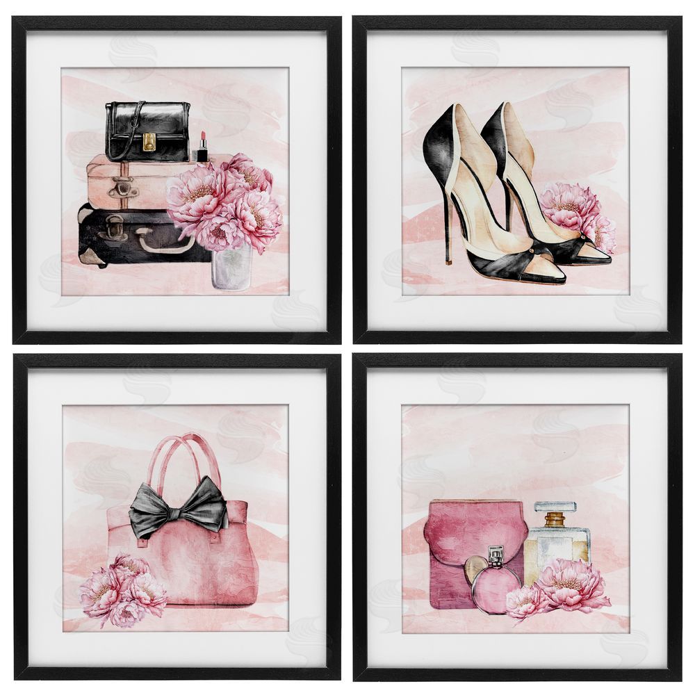 Kim Allen Glam Time Fashion Items Black Framed Print Under Glass with White Mat Wall Art