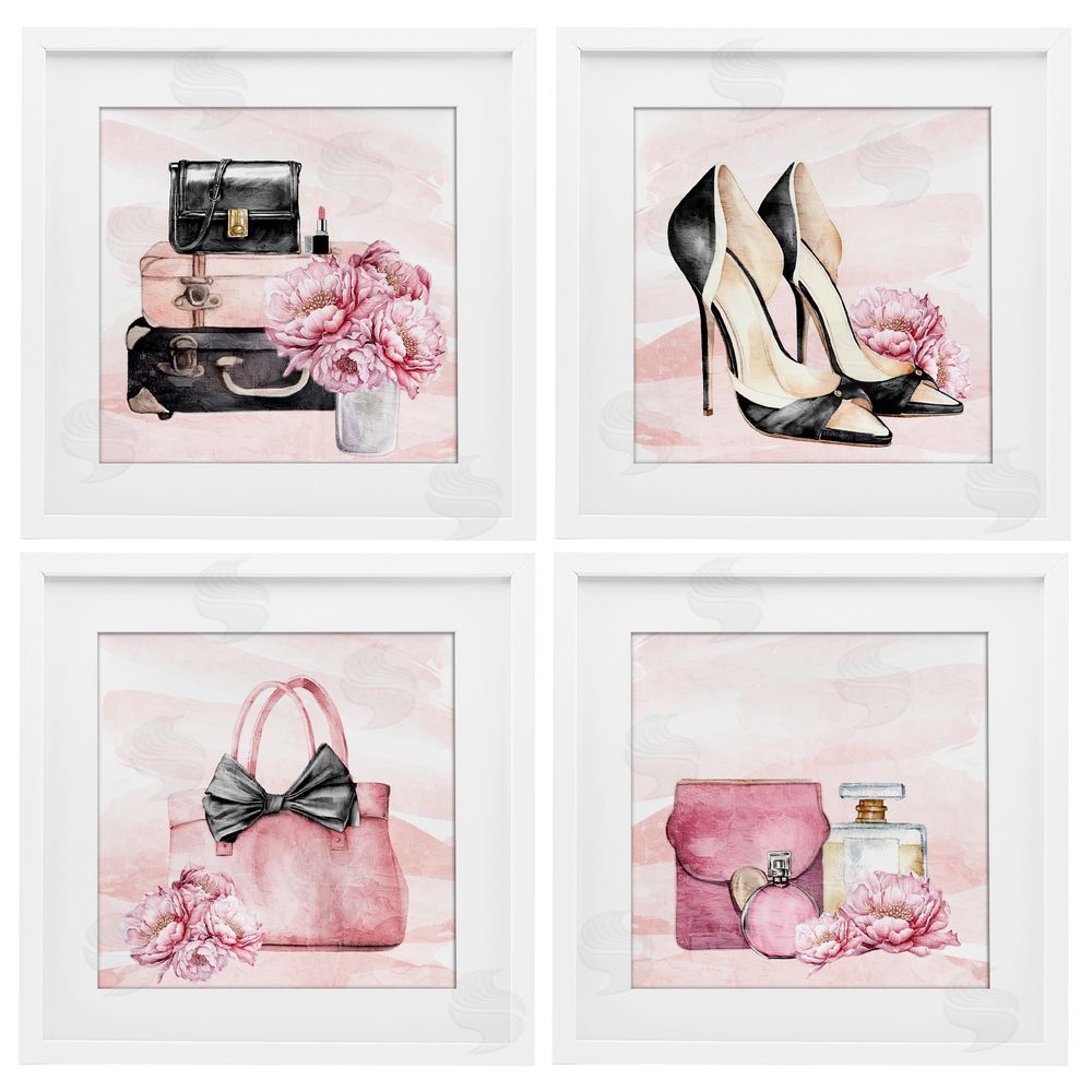 Kim Allen Glam Time Fashion Items White Framed Print Under Glass with Mat Wall Art