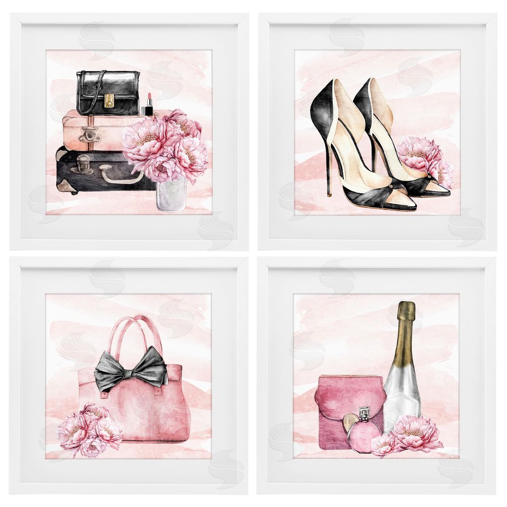 Kim Allen Glam Time Accessories White Framed Print Under Glass Wall Art