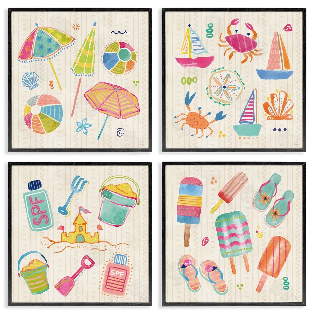 Dina June Beach & Boats Collection Black Framed Giclee Wall Art Print