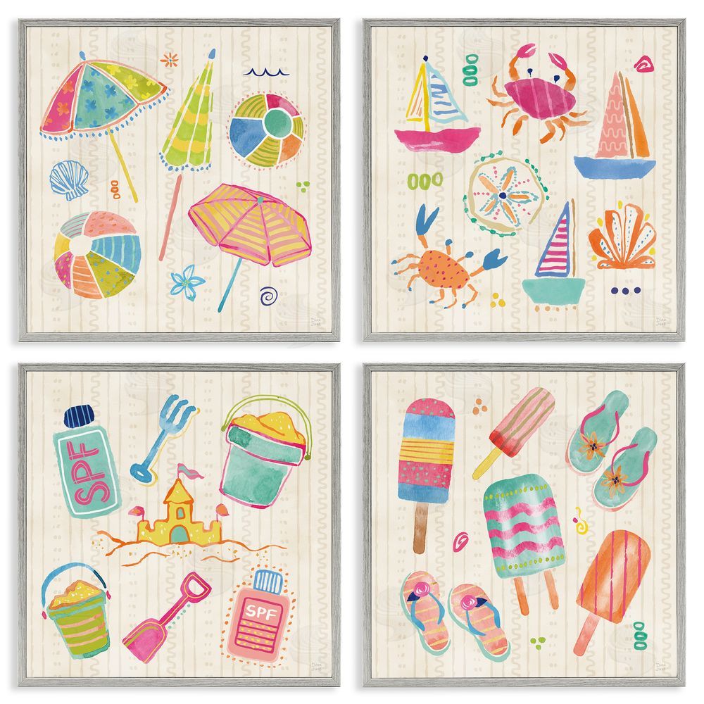 Dina June Beach & Boats Collection Gray Framed Giclee Wall Art Print