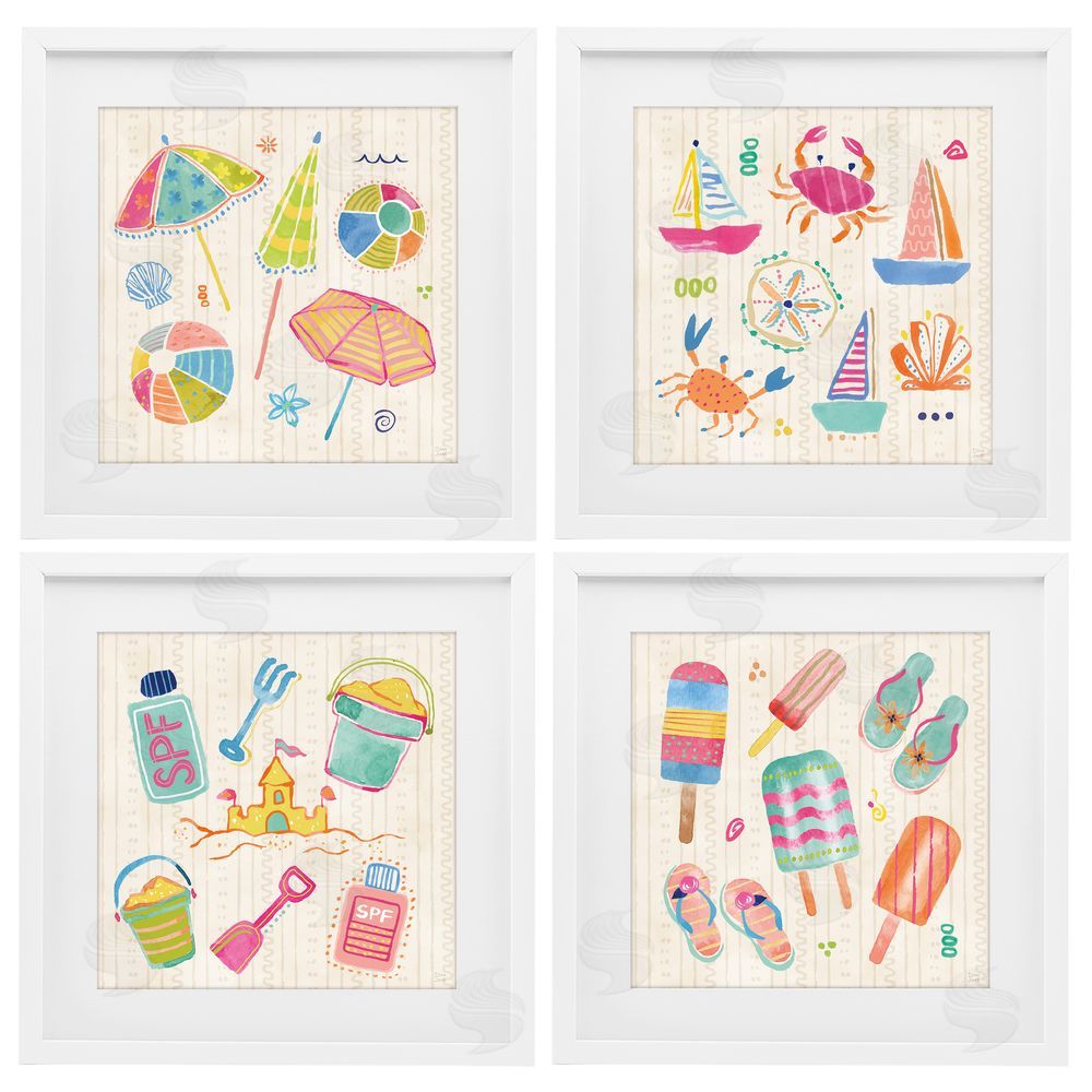 Dina June Beach & Boats Collection White Framed Print Under Glass with Matting Wall Art
