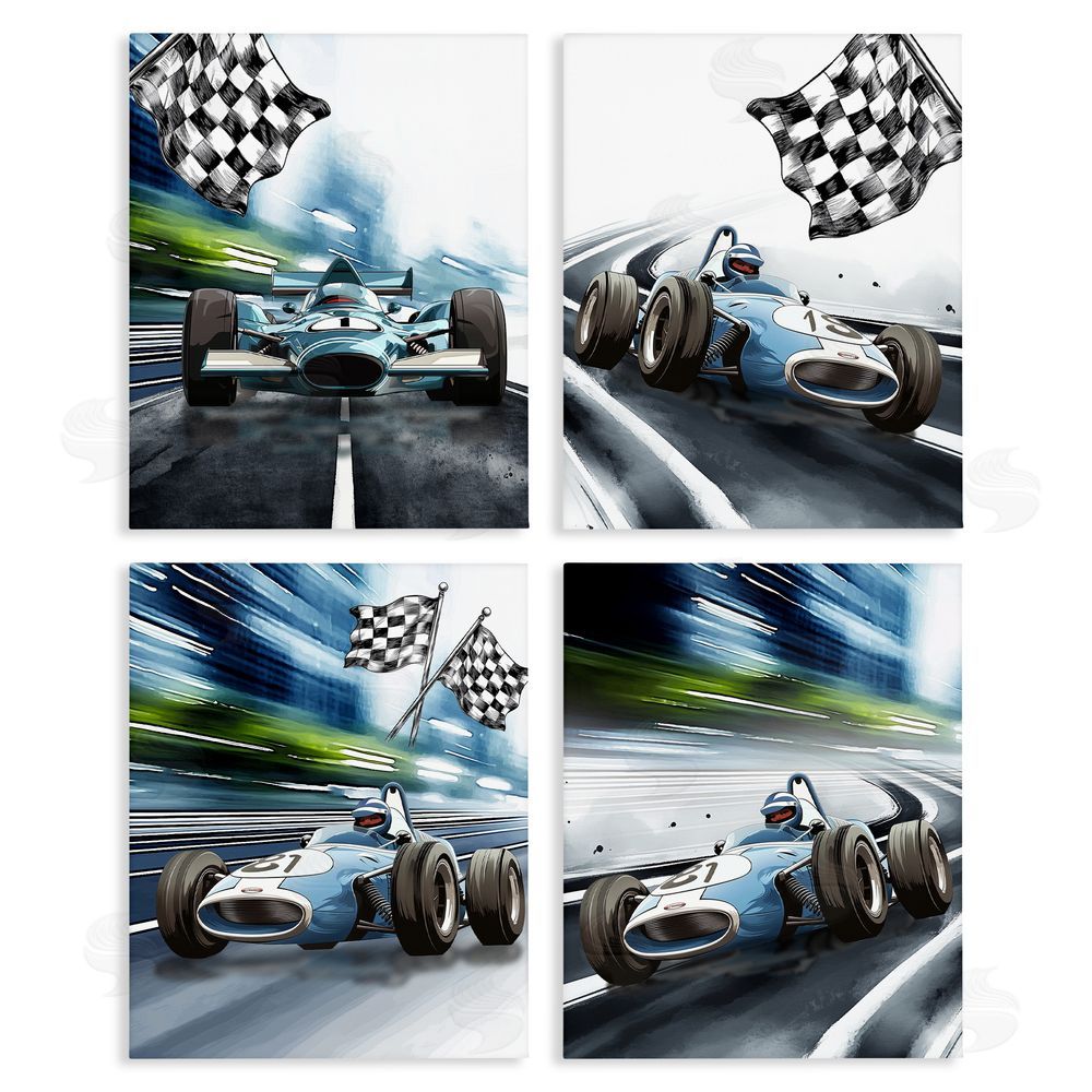 Christine Simpson Art Ready Set Racecars Stretched Canvas Wall Art Print