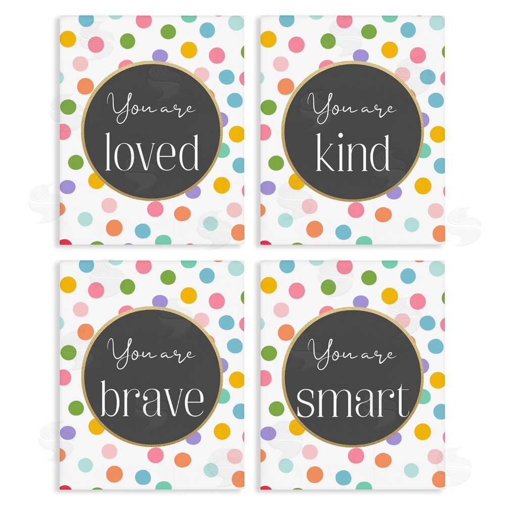 Christine Simpson Art Polka Dot Affirmations Stretched Canvas Wall Art Print