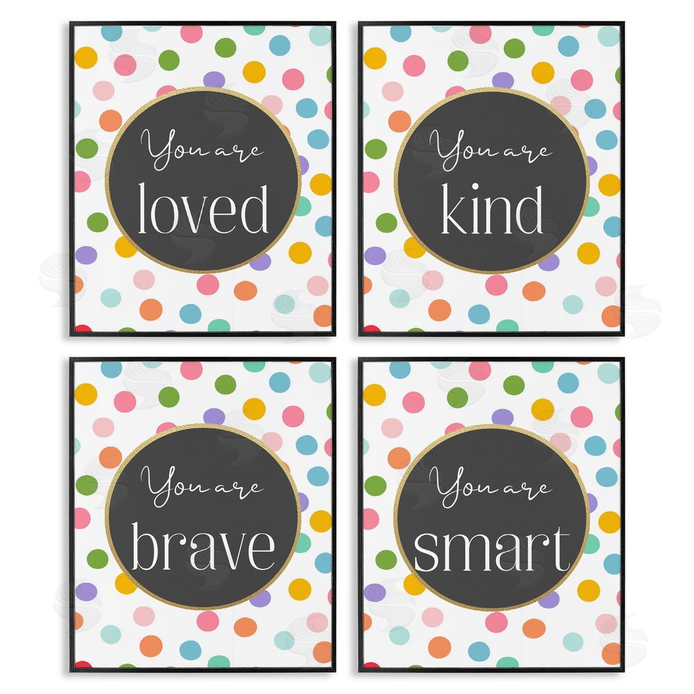 Christine Simpson Art Polka Dot Affirmations Black Framed Giclee Wall Art Print