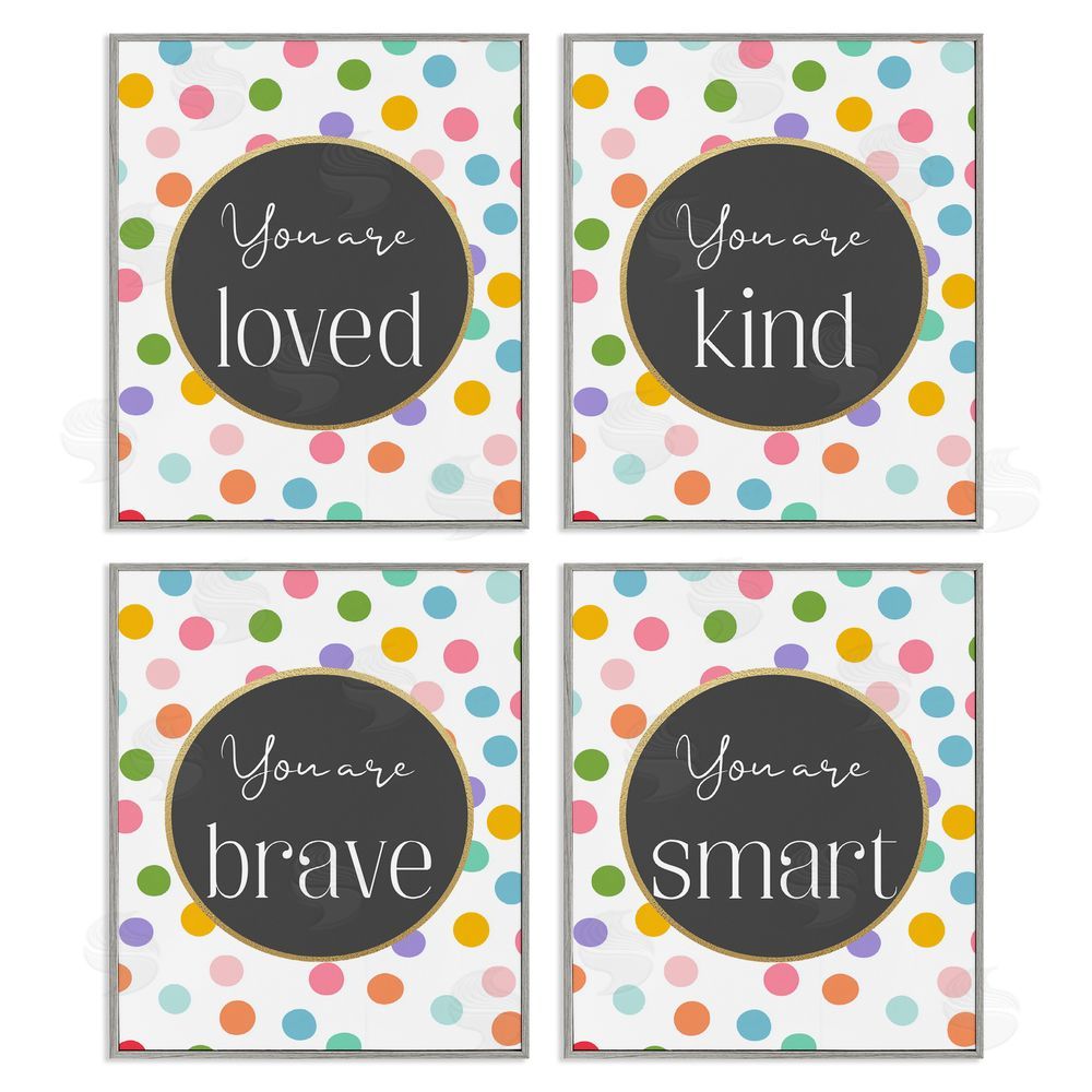 Christine Simpson Art Polka Dot Affirmations Gray Framed Giclee Wall Art Print