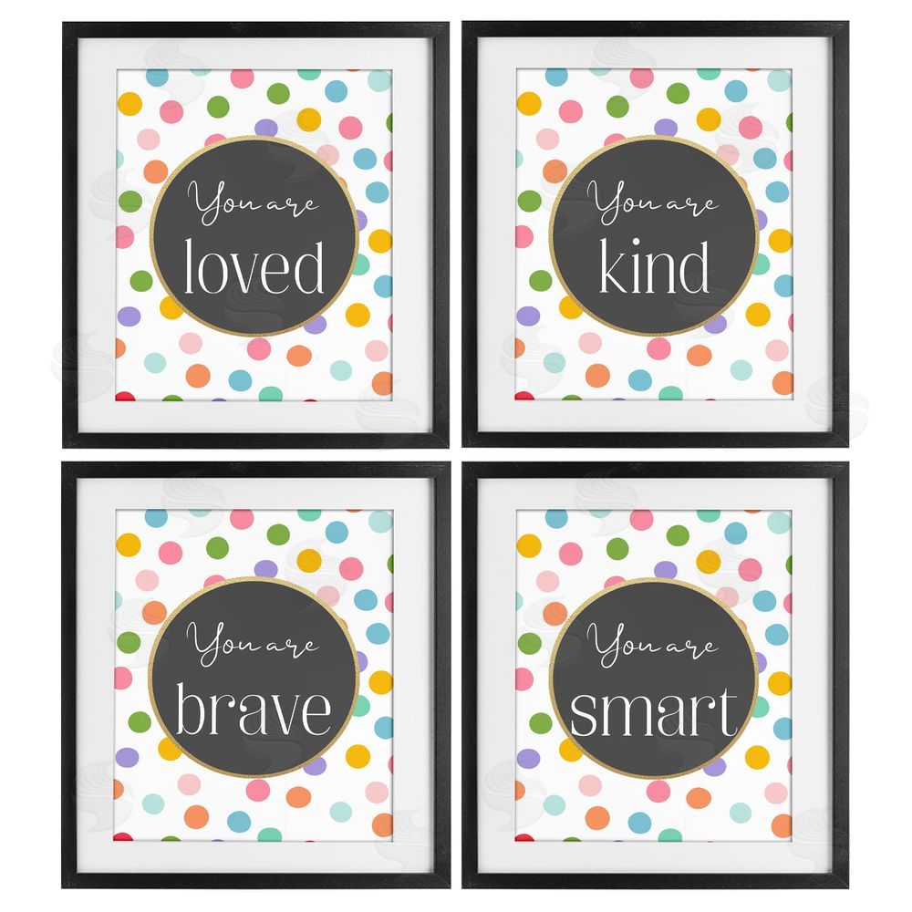 Christine Simpson Art Polka Dot Affirmations Black Framed Print Under Glass Wall Art