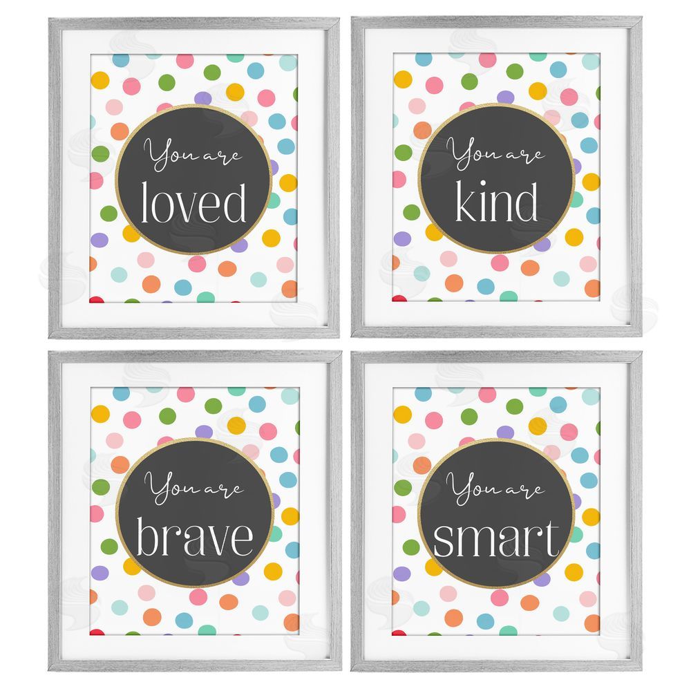 Christine Simpson Art Polka Dot Affirmations Gray Framed Print Under Glass Wall Art