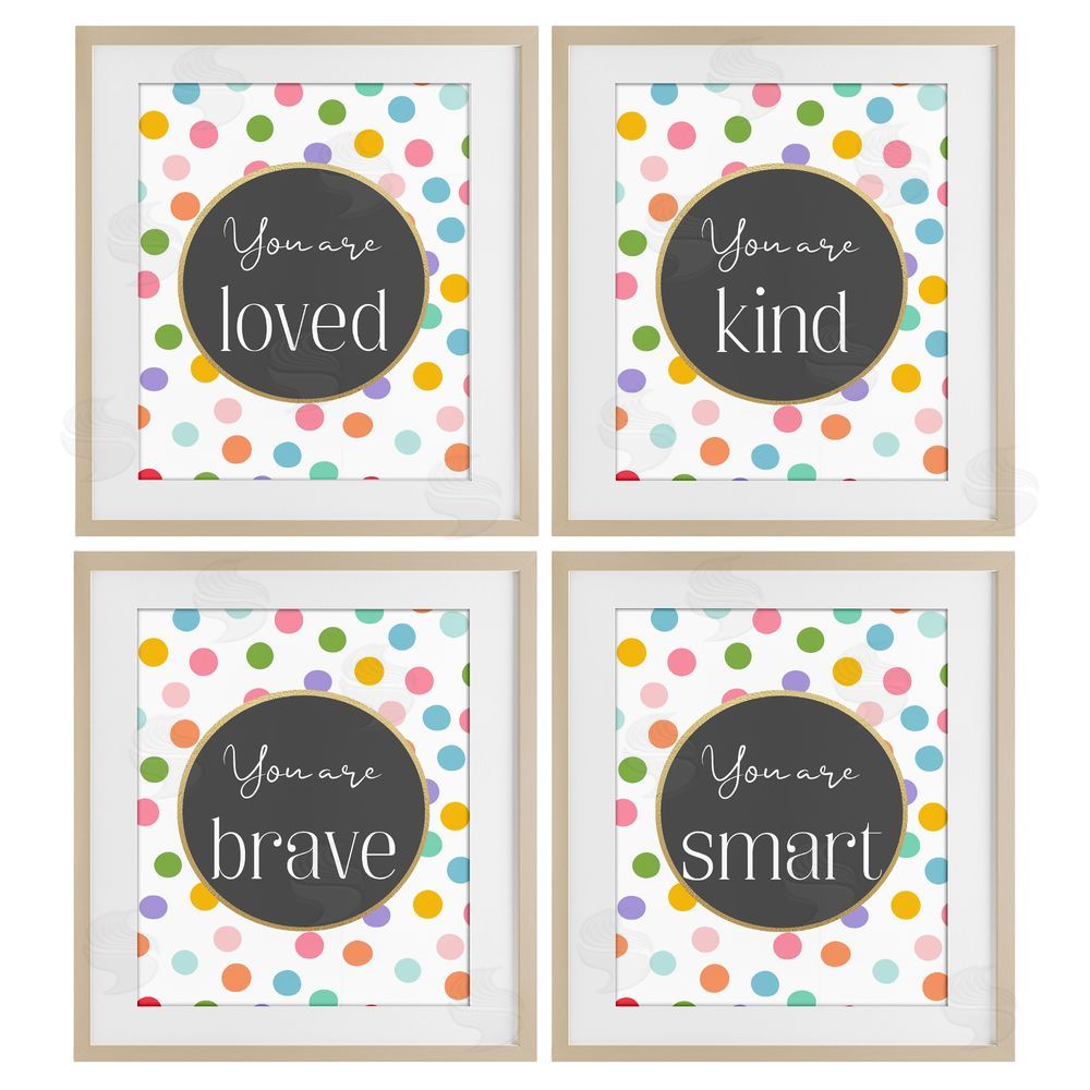 Christine Simpson Art Polka Dot Affirmations Brown Framed Print Under Glass Wall Art