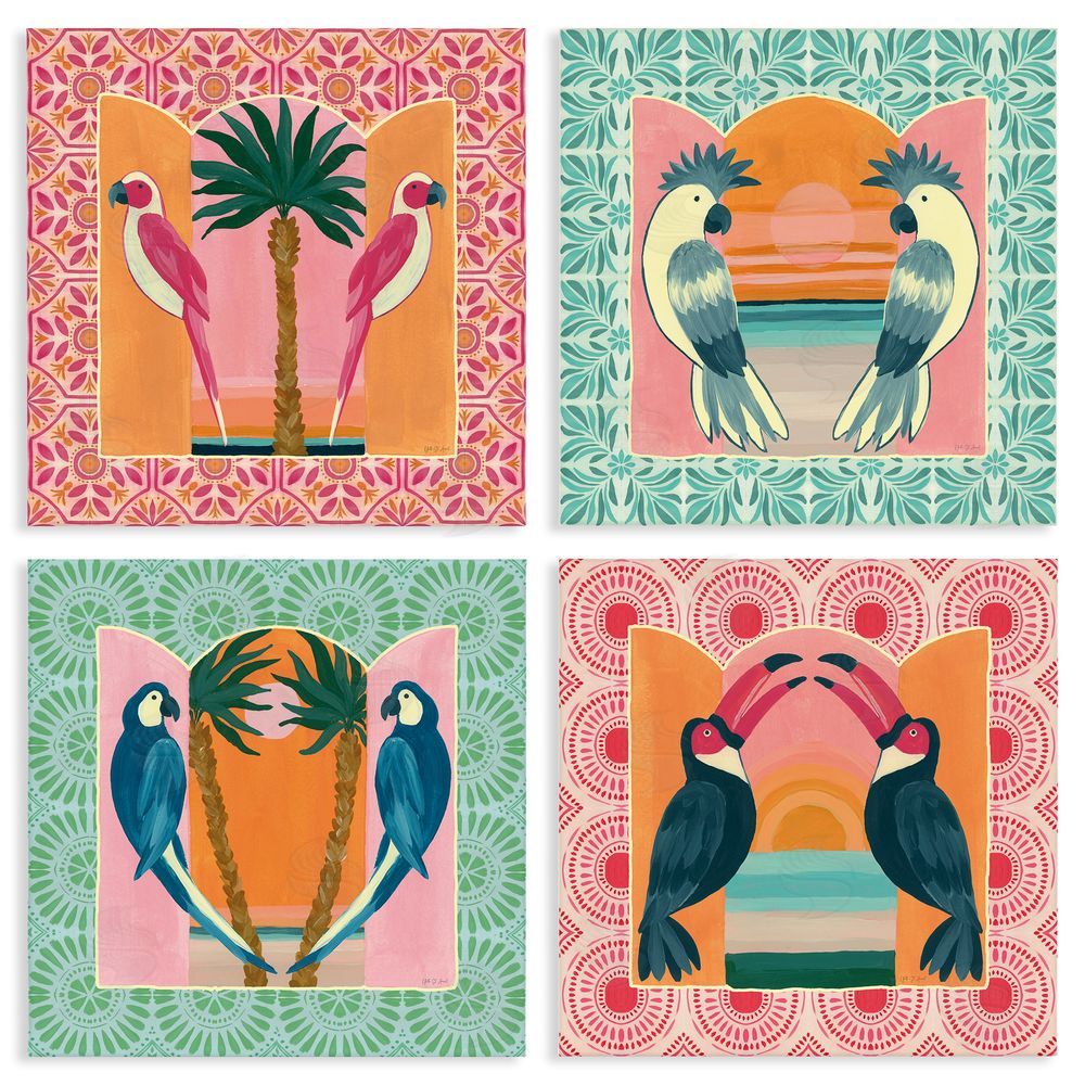 Yvette St. Amant Patterned Twin Bird Symmetry Stretched Canvas Wall Art Print