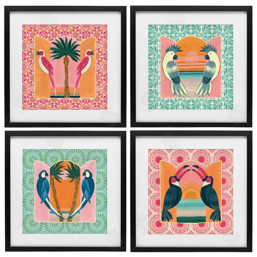 Yvette St. Amant Patterned Twin Bird Symmetry Black Framed Print Under Glass Wall Art