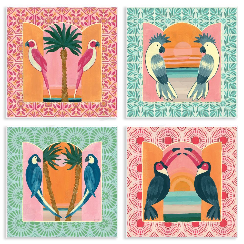 Yvette St. Amant Patterned Twin Bird Symmetry Wooden Wall Plaque Art Print