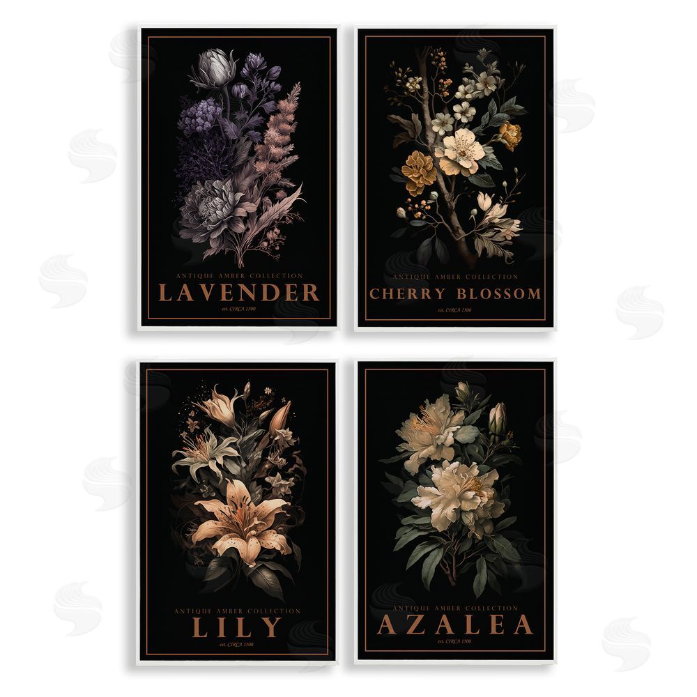 Chris Giampietro Antique Varied Botanical Blooms White Framed Giclee Wall Art Print