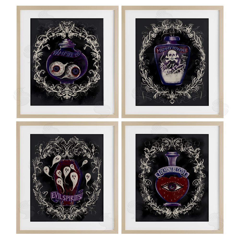 Connie Summers Spooky Specimen Bottles Birch Framed Print Under Glass with White Mat Wall Art