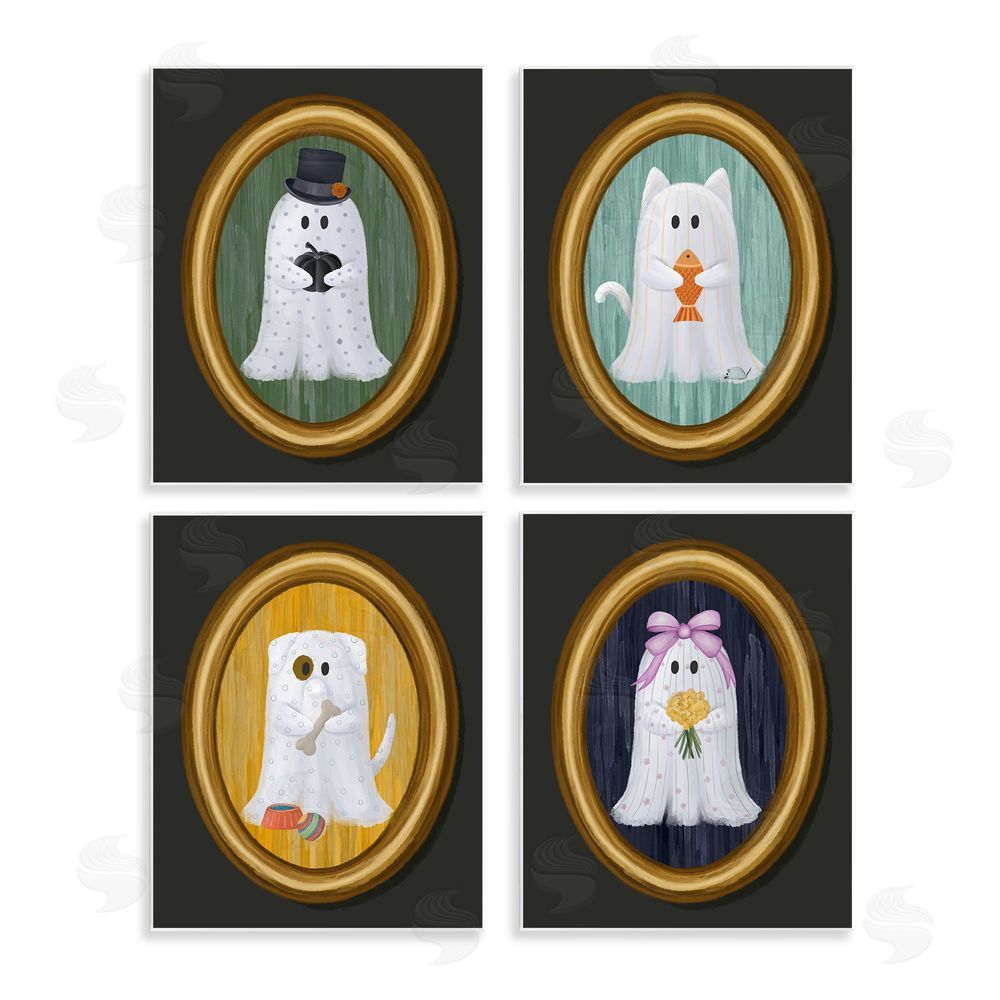 Jennifer Stith Halloween Ghosts & Pets Wall Plaque Art Print