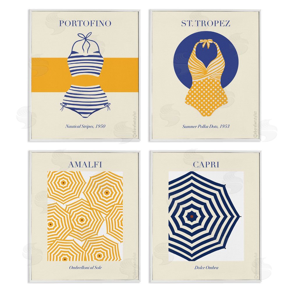 Sarah Donington Art Hustle LLC Retro Beach Vacation Elements White Framed Giclee Wall Art Print