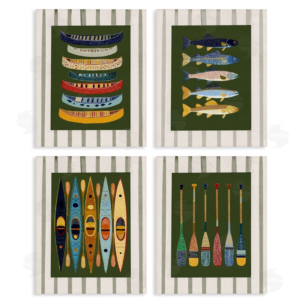 Yen Colorful Aligned Nautical Collections Stretched Canvas Wall Art Print