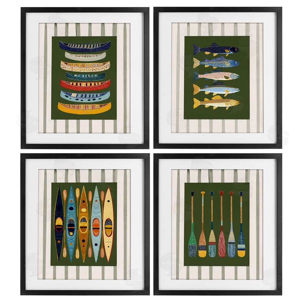 Yen Colorful Aligned Nautical Collections Black Framed Print Under Glass Wall Art