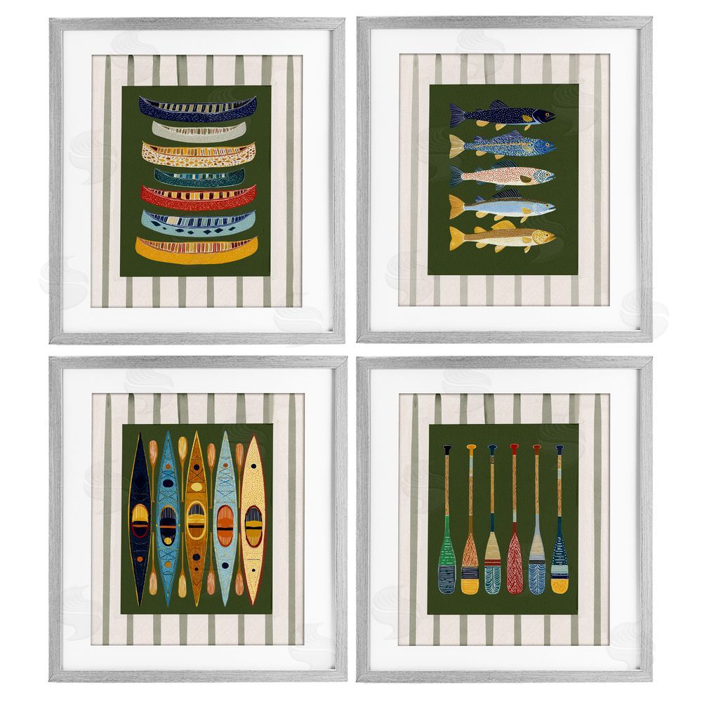 Yen Colorful Aligned Nautical Collections Gray Framed Print Under Glass Wall Art